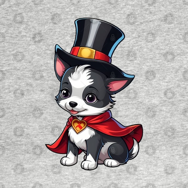 Adorable Puppy Wearing a Top Hat and Cape by Leon Star Shop